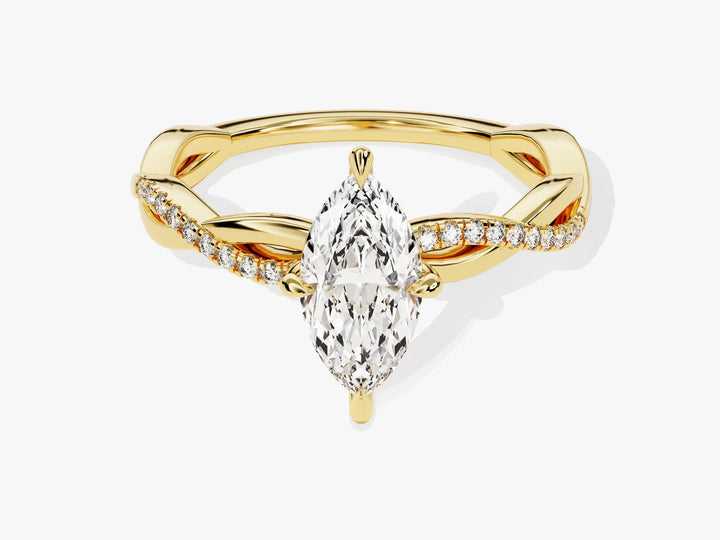 1.0CT Marquise Diamond Twisted Pave Setting Moissanite Engagement Ring