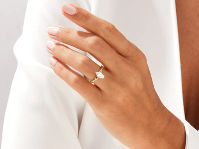 1.0CT Marquise Diamond Twisted Pave Setting Moissanite Engagement Ring