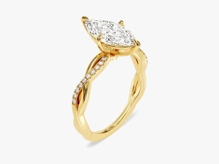 1.50CT Marquise Diamond Twisted Pave Setting Moissanite Engagement Ring