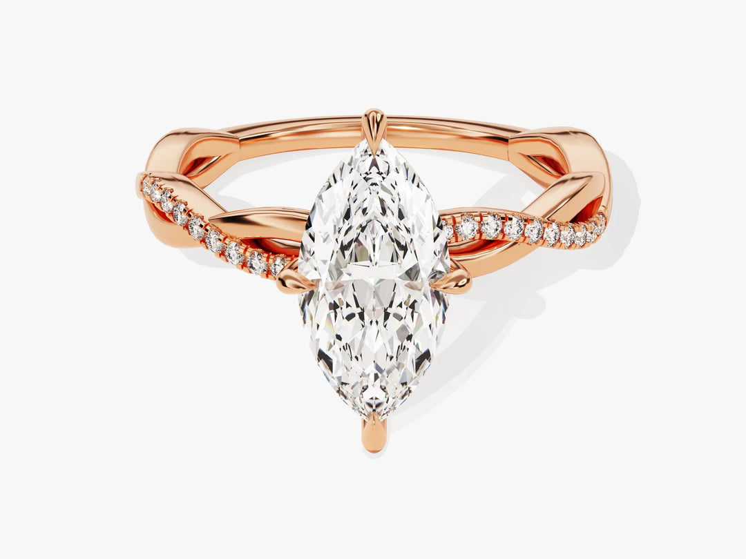 1.50CT Marquise Diamond Twisted Pave Setting Moissanite Engagement Ring