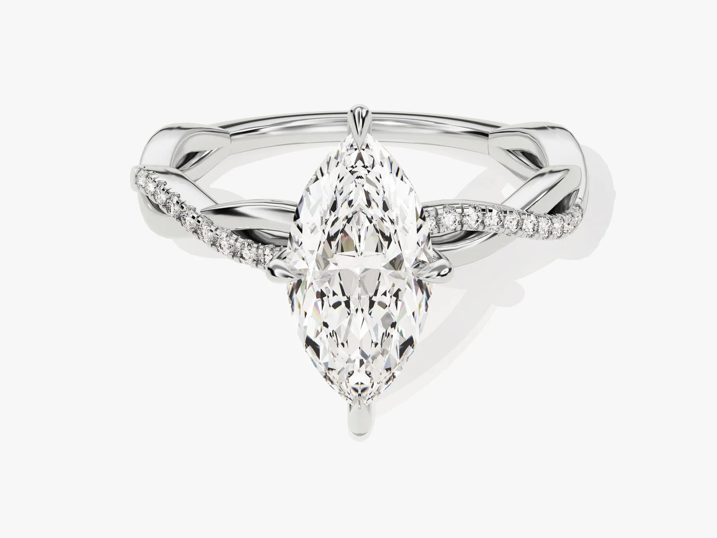 1.50CT Marquise Diamond Twisted Pave Setting Moissanite Engagement Ring