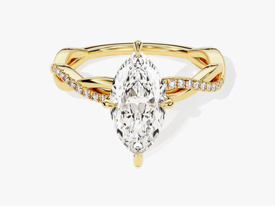 1.50CT Marquise Diamond Twisted Pave Setting Moissanite Engagement Ring