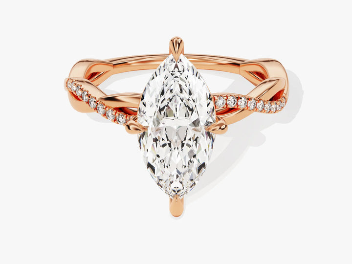 2.0CT Marquise Diamond Twisted Pave Setting Moissanite Engagement Ring