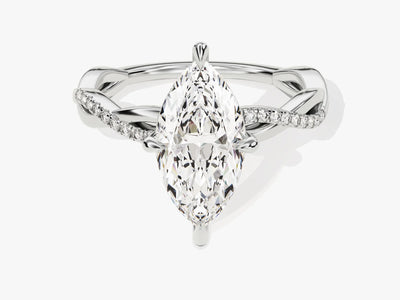 2.0CT Marquise Diamond Twisted Pave Setting Moissanite Engagement Ring
