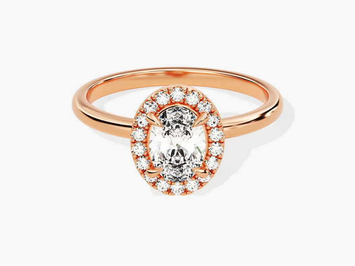 1.0CT Oval Diamond Halo Moissanite Engagement Ring