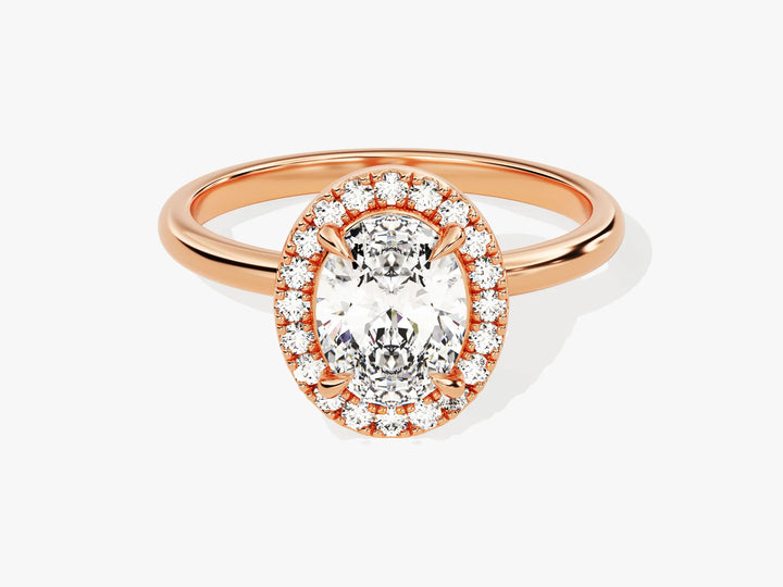 2.0CT Oval Diamond Halo Moissanite Engagement Ring