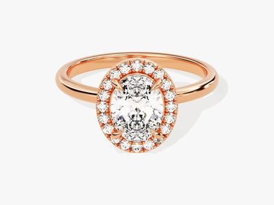 2.0CT Oval Diamond Halo Moissanite Engagement Ring
