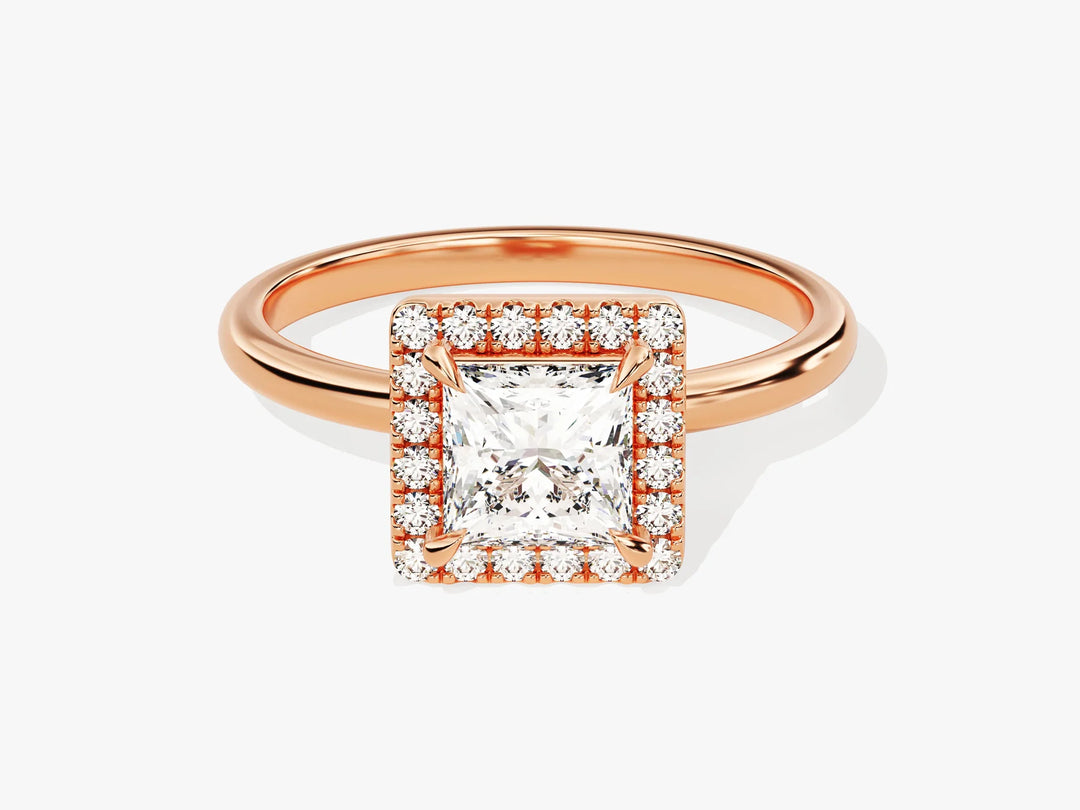 1.0CT Princess Diamond Halo Moissanite Engagement Ring