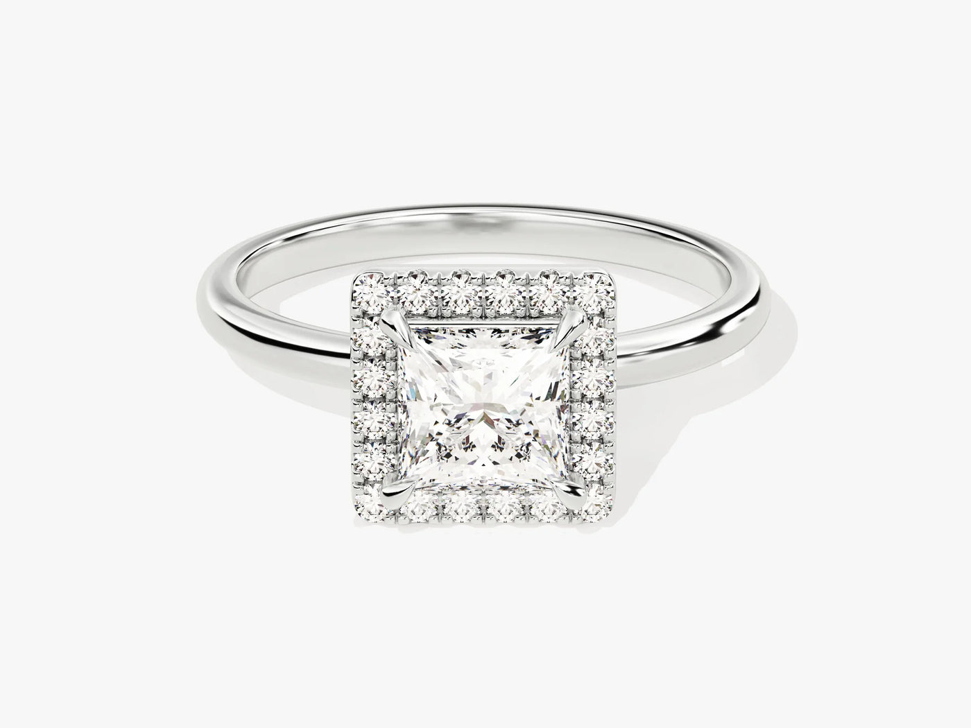 1.0CT Princess Diamond Halo Moissanite Engagement Ring