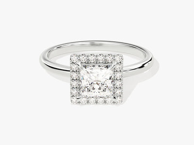 1.0CT Princess Diamond Halo Moissanite Engagement Ring