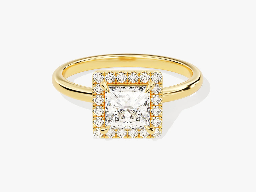 1.0CT Princess Diamond Halo Moissanite Engagement Ring