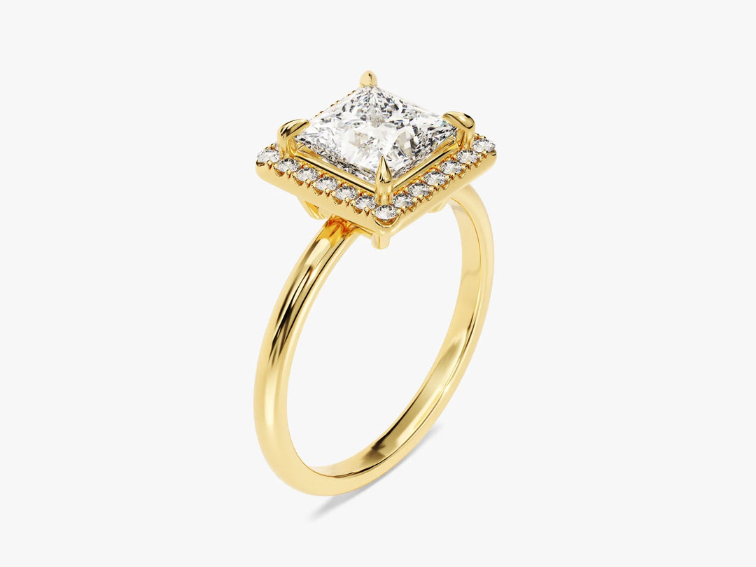1.50CT Princess Diamond Halo Moissanite Engagement Ring