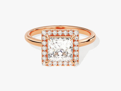 1.50CT Princess Diamond Halo Moissanite Engagement Ring