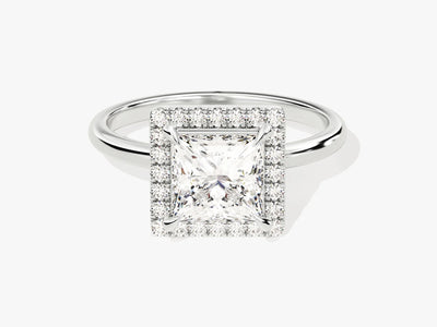 1.50CT Princess Diamond Halo Moissanite Engagement Ring