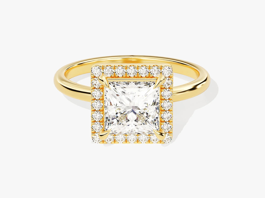 1.50CT Princess Diamond Halo Moissanite Engagement Ring