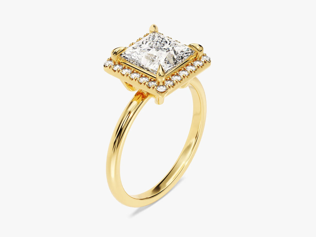 2.0CT Princess Diamond Halo Moissanite Engagement Ring