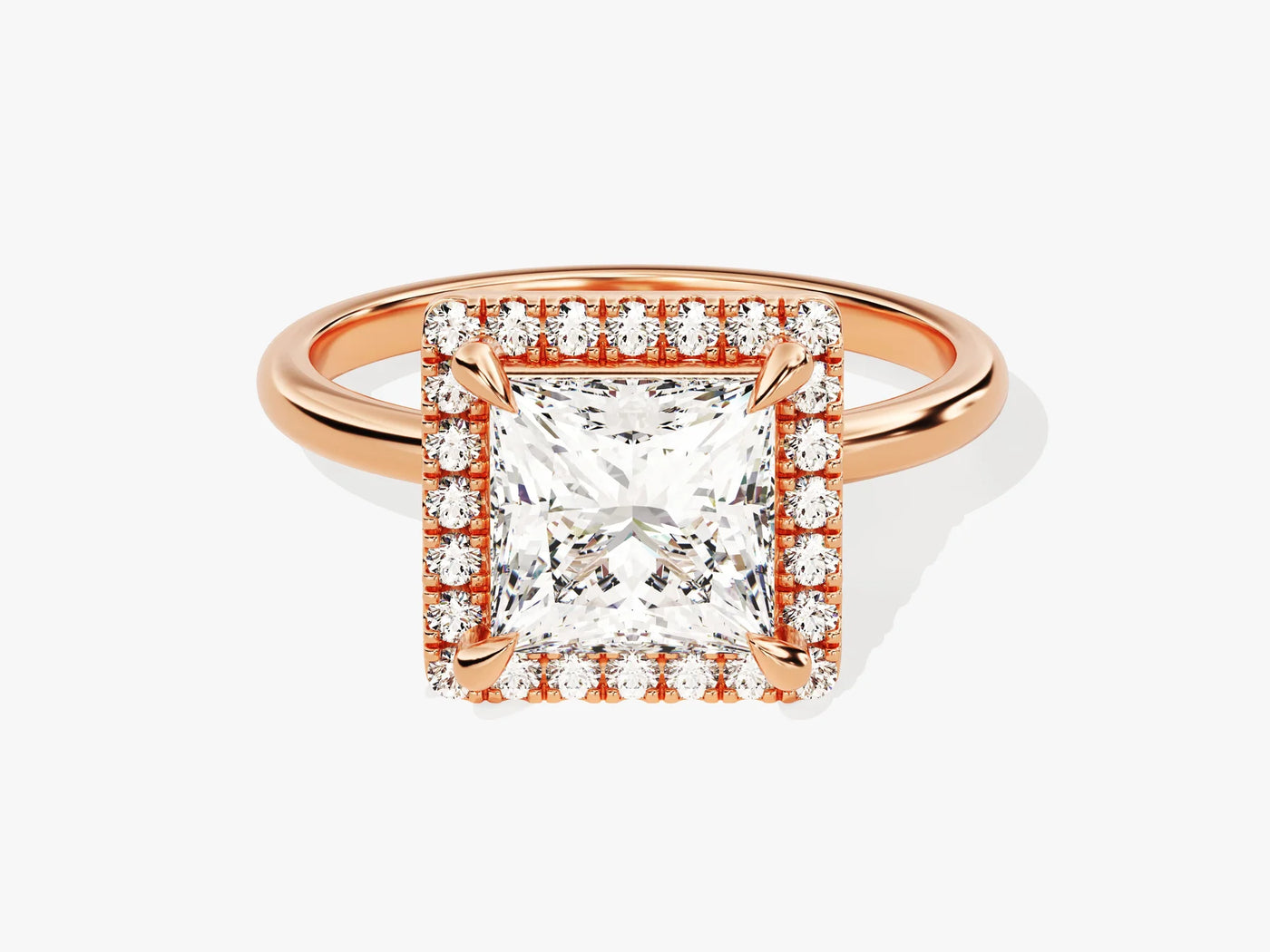 2.0CT Princess Diamond Halo Moissanite Engagement Ring