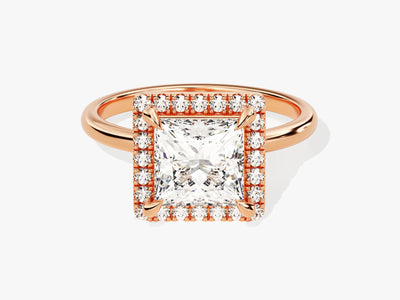 2.0CT Princess Diamond Halo Moissanite Engagement Ring