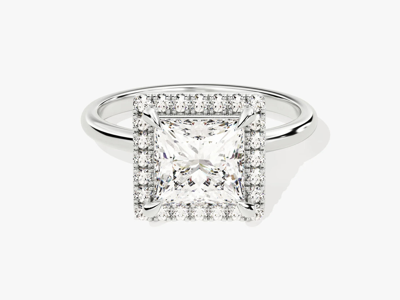2.0CT Princess Diamond Halo Moissanite Engagement Ring