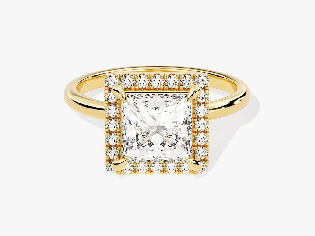 2.0CT Princess Diamond Halo Moissanite Engagement Ring