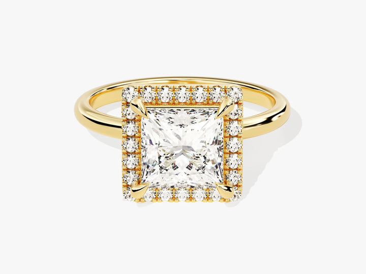 2.0CT Princess Diamond Halo Moissanite Engagement Ring
