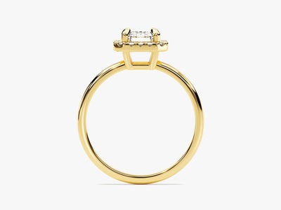 1.0CT Emerald Diamond Halo Moissanite Engagement Ring