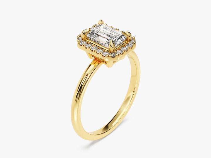 1.0CT Emerald Diamond Halo Moissanite Engagement Ring