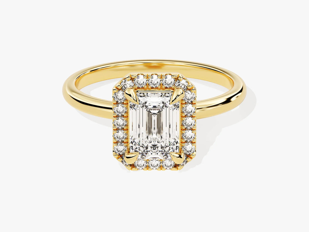 1.0CT Emerald Diamond Halo Moissanite Engagement Ring