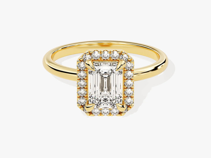 1.0CT Emerald Diamond Halo Moissanite Engagement Ring