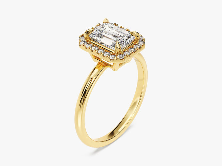 1.50CT Emerald Diamond Halo Moissanite Engagement Ring