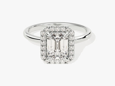 1.50CT Emerald Diamond Halo Moissanite Engagement Ring