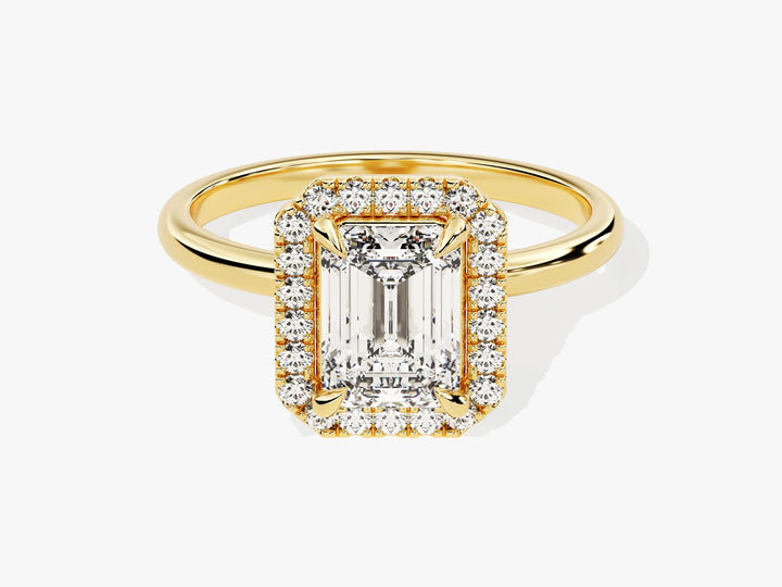 1.50CT Emerald Diamond Halo Moissanite Engagement Ring