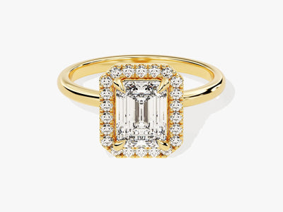 1.50CT Emerald Diamond Halo Moissanite Engagement Ring
