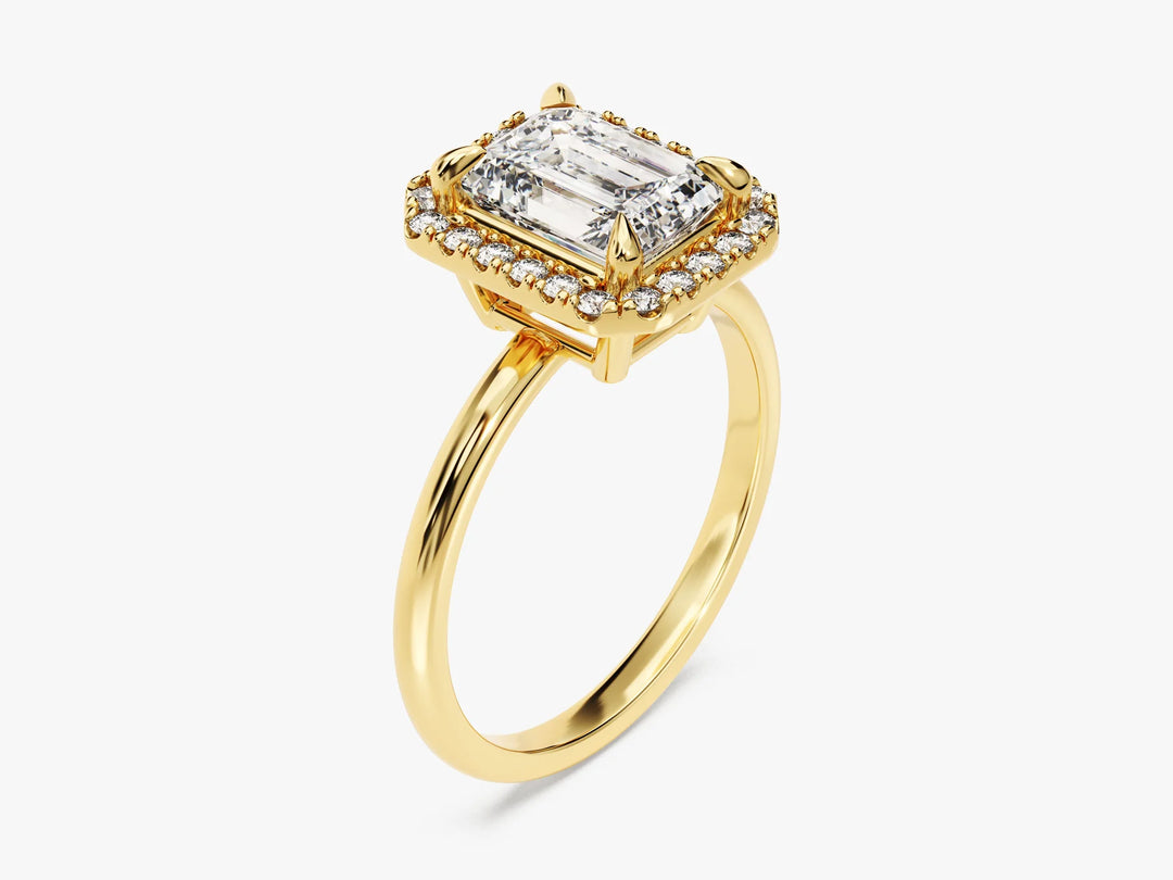 2.0CT Emerald Diamond Halo Moissanite Engagement Ring