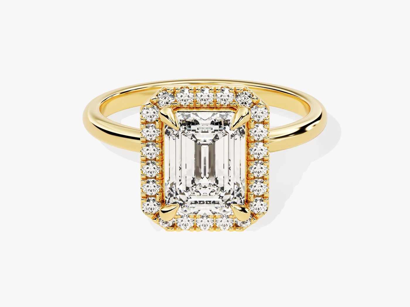 2.0CT Emerald Diamond Halo Moissanite Engagement Ring