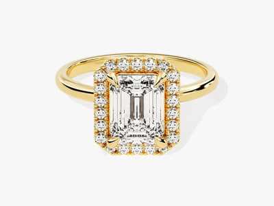2.0CT Emerald Diamond Halo Moissanite Engagement Ring