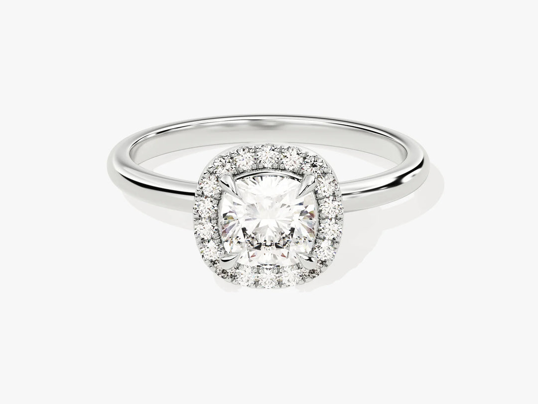 1.0CT Cushion Diamond Halo Moissanite Engagement Ring