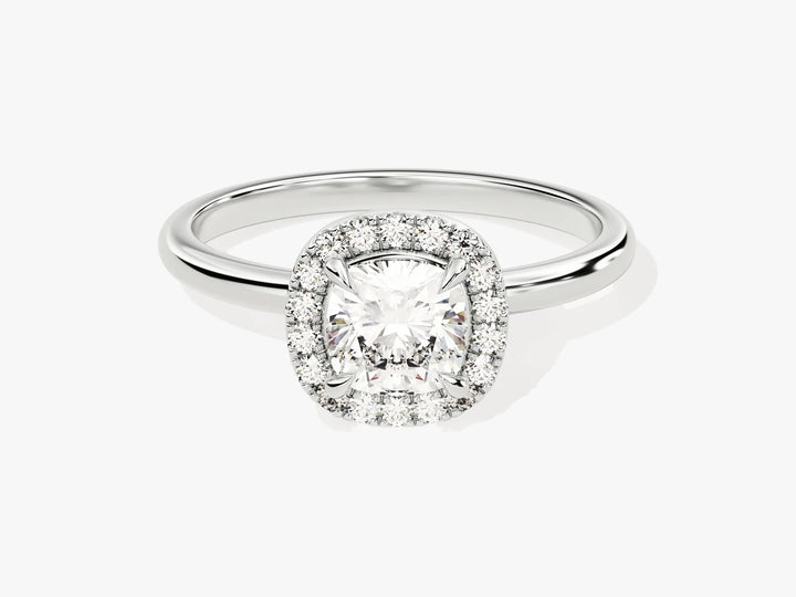 1.0CT Cushion Diamond Halo Moissanite Engagement Ring