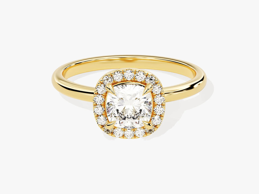 1.0CT Cushion Diamond Halo Moissanite Engagement Ring