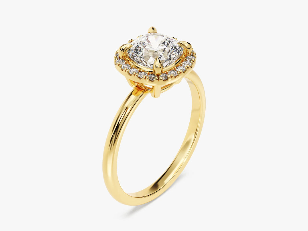 1.50CT Cushion Diamond Halo Moissanite Engagement Ring