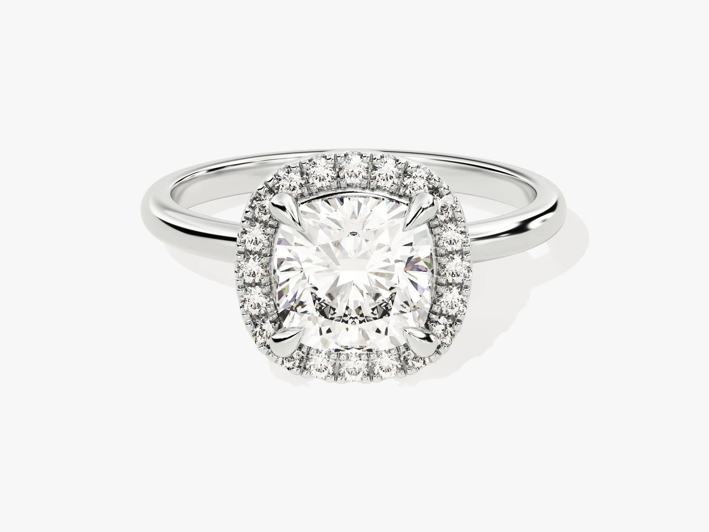 2.0CT Cushion Diamond Halo Moissanite Engagement Ring