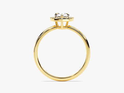 1.0CT Pear Diamond Halo Moissanite Engagement Ring