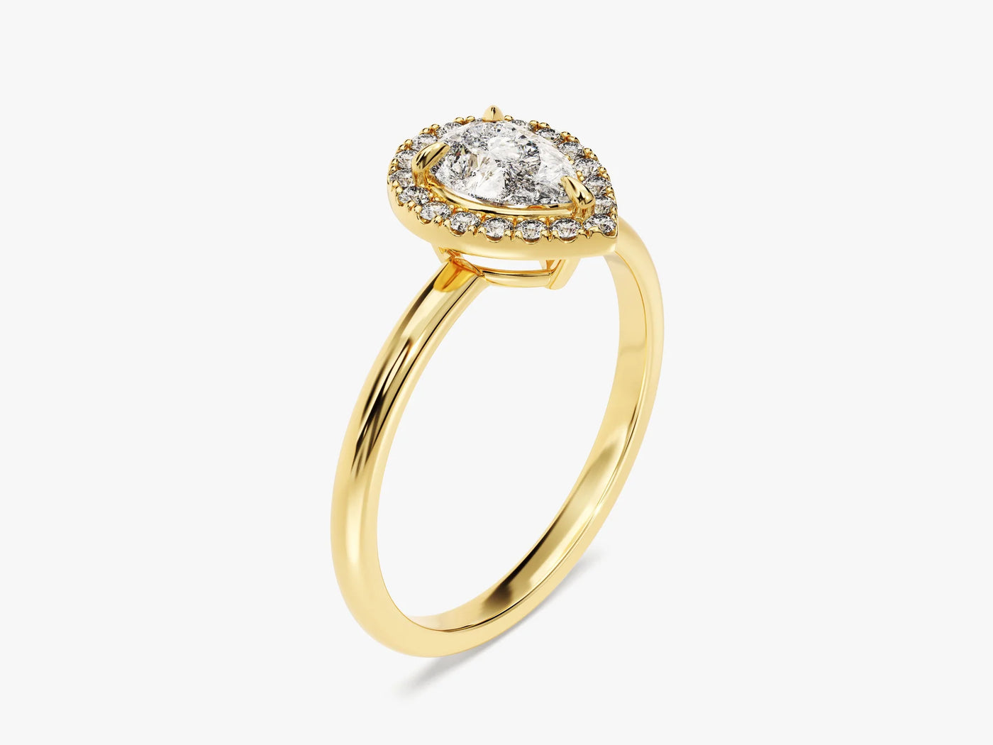 1.0CT Pear Diamond Halo Moissanite Engagement Ring