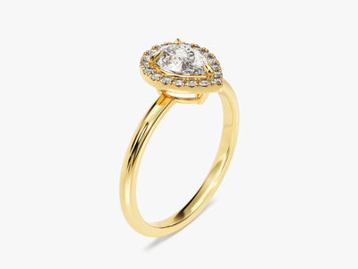 1.0CT Pear Diamond Halo Moissanite Engagement Ring