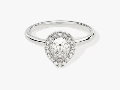 1.0CT Pear Diamond Halo Moissanite Engagement Ring