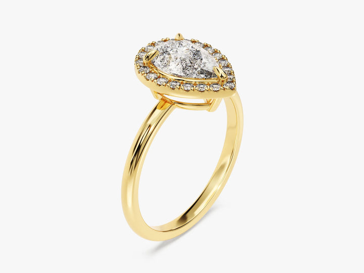 1.50CT Pear Diamond Halo Moissanite Engagement Ring