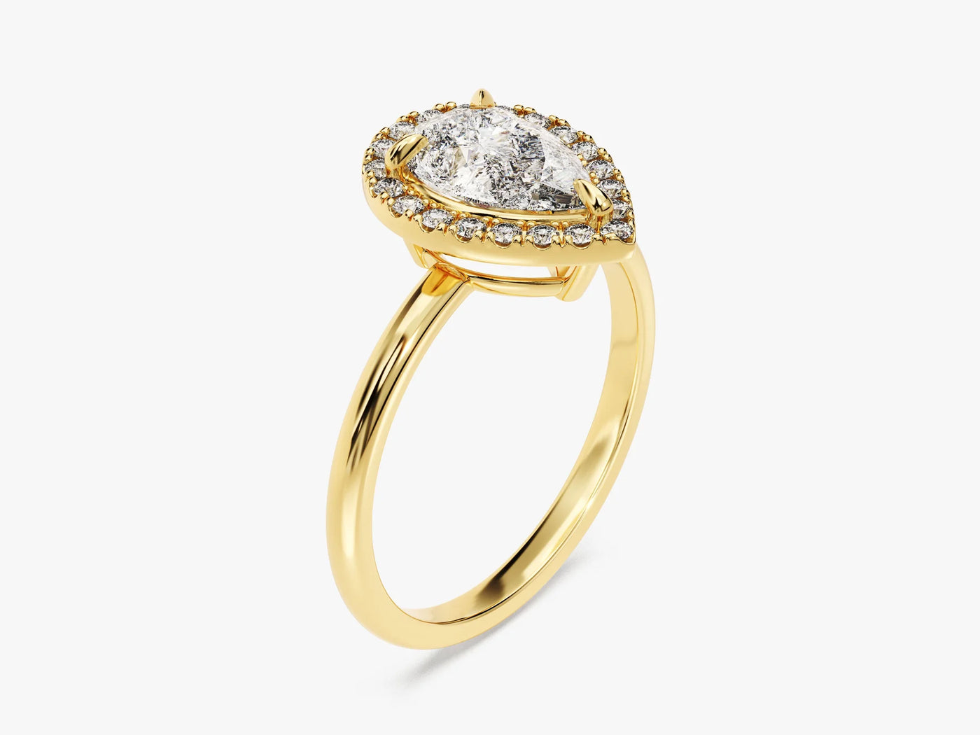 1.50CT Pear Diamond Halo Moissanite Engagement Ring