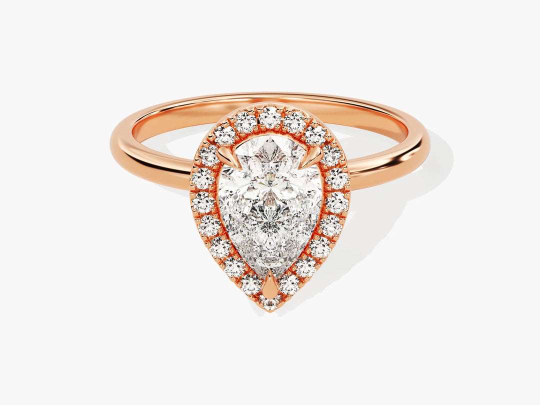 1.50CT Pear Diamond Halo Moissanite Engagement Ring