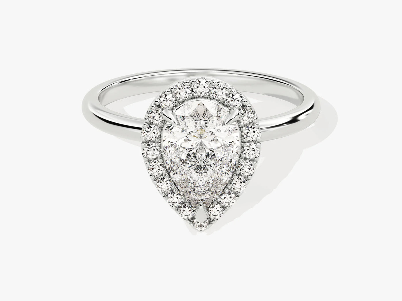 1.50CT Pear Diamond Halo Moissanite Engagement Ring