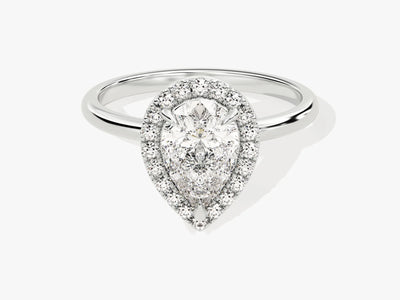 1.50CT Pear Diamond Halo Moissanite Engagement Ring